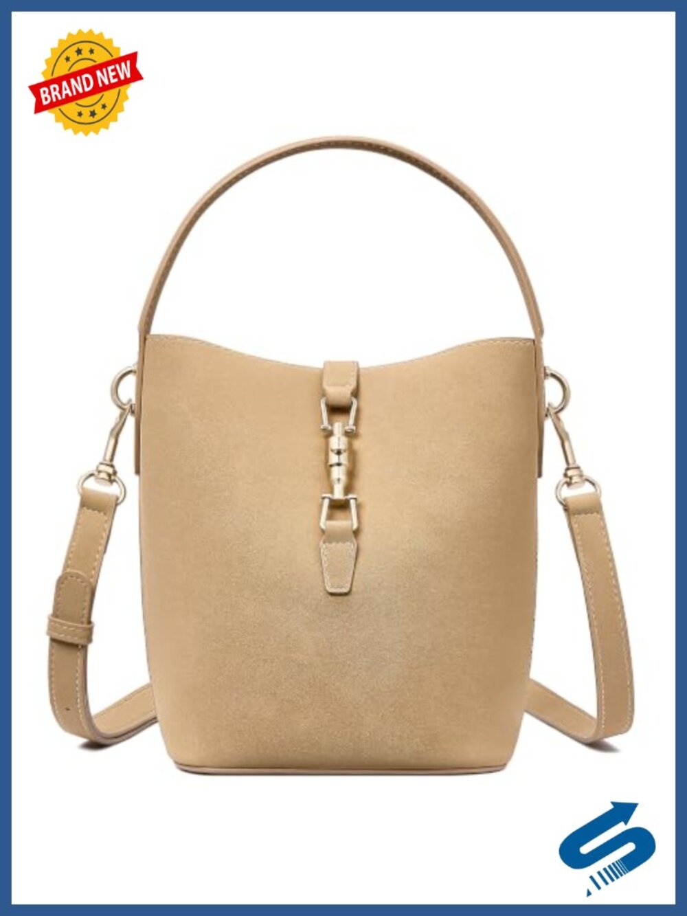 Small Bucket Bag Vegan Leather Crossbody Purse Adjustable Strap Women's Handbag